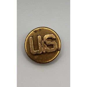 Vintage U.S. Collar Pin Disc Button WWII Uniform Military Brass Jewelry